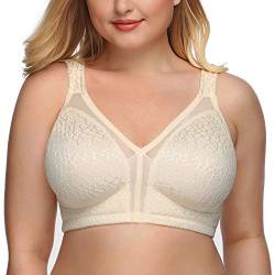 DotVol Damen Komfort Vollschalen Minimizer BH Bügellos Ohne Bügel Große Größen Unterwäsche (75D, Beige) von DotVol