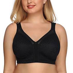 DotVol Damen Komfort Vollschalen Minimizer BH Bügellos Ohne Bügel Große Größen Unterwäsche (95C, Schwarz) von DotVol