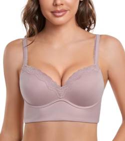 DotVol Damen Pullover Push Up BH ohne Bügel Bequemer gepolsterter Bra für Frauen Ohne Bügel Große Größen Unterwäsche Alltag BH(Lila, 75A) von DotVol