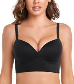 DotVol Damen Pullover Push Up BH ohne Bügel Bequemer gepolsterter Bra für Frauen Ohne Bügel Große Größen Unterwäsche Alltag BH(Schwarz, 70D) von DotVol