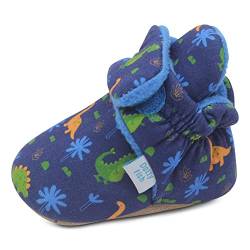 Dotty Fish Baby Winterschuhe mit wildeledersohle. Warme Baby Stiefel aus Baumwoll-Futter. Rutschfest. Marineblau mit Dinosauriern. 12-18 Monate von Dotty Fish