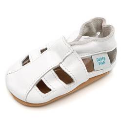 Dotty Fish Weiche Baby und Kleinkind Lederschuhe. Jungen und Mädchen. Sandalen weiß. 6-12 Monate (19 EU) von Dotty Fish