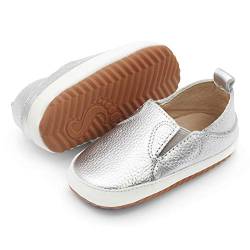 Dotty Fish sportliche Lederschuhe für Kinder. Jungen Mädchen Slip On Sportschuhe. Lauflernschuhe. Silber Slip On Kinderschuhe rutschfest (24 EU) 7 von Dotty Fish