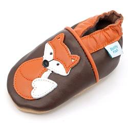 Dotty Fish weiche Leder Babyschuhe mit rutschfesten Wildledersohlen. Kleinkind Schuhe. Krabbelschuhe. Jungen und Mädchen. Braun Fuchs. 12-18 Monate (21 EU) von Dotty Fish