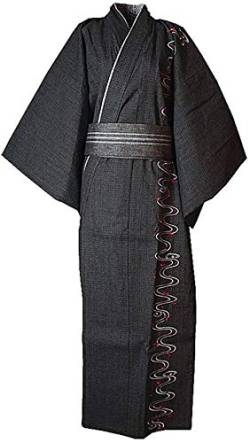 Men's Japanese Yukata Kimono Home Robe Pajamas Yukuata Dressing Gown Cotton (L, Schwarz B) von Double Villages