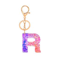 Damen Personalisiert Auto Schlüsselanhänger Alphabet Schlüsselbund Herren Kinder Harz Keychain Schlüsselhalter Cute Schultaschen Anhänger Kleine Ornamente Taschenanhänger Netter Anhänger (R) von Doublehero