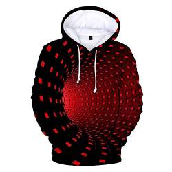 Doublehero 3D Kapuzenpullover Coole Print Serie Herren Unisex Hoodie Sweatshirt 3D Bedruckte Tunnelzug Pullover Fleece Mit Taschen Sweatjacke Kapuzenjacke Top Bluse Warm Mantel Jumper (XL,Rot) von Doublehero