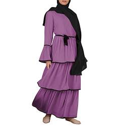 Doublehero Damen Schichtung Muslim Kleider Abaya Maxi-Kleid Muslimische Islamische Roben Dubai Langarm Gebetskleidung Frauen Arabische Maxikleid Große Großen von Doublehero