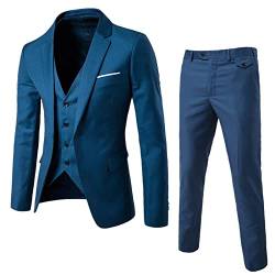 Doublehero Herren Anzug Slim Fit 3 Teilig Anzüge Herrenanzug Sakko Anzughose Weste Slim Fit Anzüge Einreiher Sakko Weste Hose für Business Hochzeit von Doublehero