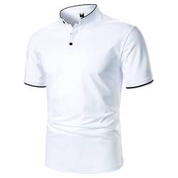 Doublehero Herren Poloshirt Basic Herrenhemd in normaler Passform Adrette Kleidung Hemden für Männer Arbeitshemden für Männer Hemden für Männer Retro Kleidung Herren (White, M) von Doublehero