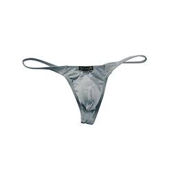 Doublehero Herren T-Back String Sexy Low Rise Bulge Tanga Bequem und Atmungsaktiv Unterhose Männer G-String Softty T-Hose Hüftslip Thongs Underwear (Grau, XL) von Doublehero