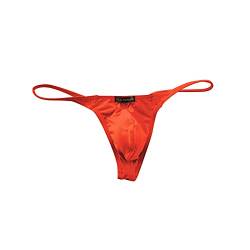 Doublehero Herren T-Back String Sexy Low Rise Bulge Tanga Bequem und Atmungsaktiv Unterhose Männer G-String Softty T-Hose Hüftslip Thongs Underwear (Orange, XXL) von Doublehero