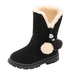 Doublehero Kinder Mädchen Schneeschuhe Winterstiefel Einfarbig Stiefel Plüschschuhe Klassisch Krawatte Schlüpfen Beiläufig Schuhe Winter Groß Wasserdicht Warm Turnschuhe (28 EU, Schwarz) von Doublehero