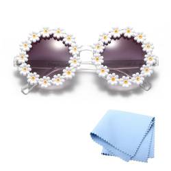 Gänseblümchen Sonnenbrille,Klassische Daisy Runde Sonnenbrille,Blumen Sonnenbrille,Party Brille Rund,Hippie Sonnenbrille,Sonnenbrillen Damen,Sonnenbrille Kinder,Hippie Brille,Festival Sonnenbrille von Doukesh