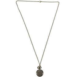 Doumneou Runde Form Retro Streifen Volumen Halskette Taschenuhr, bronze von Doumneou