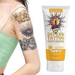 Sonnenschutz Für Den Körper,Premium Tattoo Care Sunscreen SPF 30, Sonnenschutz Für Eingefärbte Haut, Tattoo-Nachsorge, Sonnenschutzlotion, Leicht, Nicht Fettend, Wasserabweisend, Tierversuchsfrei von Dous