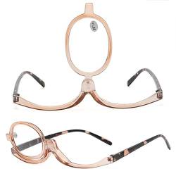 DouxiE Schminkbrille mit aufklappbarer Linse, drehbare Lesebrille, Kosmetikbrille, rotierende Schminkbrille, Schminkbrille mit aufklappbarer Linse (Color : Yellow, Size : 200) von DouxiE