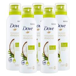 5 x Dove Duschmousse mit Kokosöl Weichheit und Nährung 24h - 5 Flaschen à 200 ml von Dove