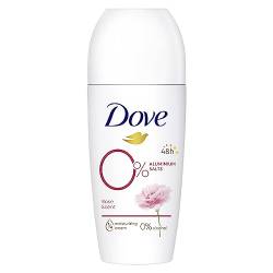 Dove Deodorant Roll-On Rosenduft 0% Deo ohne Aluminiumsalze mit 1/4 Pflegecreme und 48 Stunden Schutz 50 ml 1 Stück von Dove