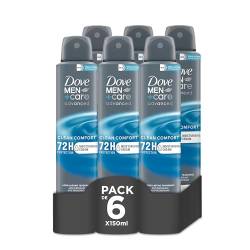 Dove Men +Care Clean Comfort 72 h 150 ml Spray für Herren, 6er Pack (6 x ohne Duft) von Dove