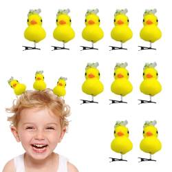 Dovxk Enten-Plüsch-Haarnadel, gelbe Enten-Haarnadel,Plüsch Gelbe Ente Haarnadel | 10 Stück gelbe Enten-Design-Plüsch-Haarnadel-Kollektion für Kinder, Frauen, Mädchen von Dovxk