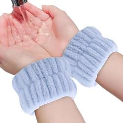 Dovxk Hautpflege-Armbänder, 2 Stück Coral Fleece Spa-Armbänder saugfähig, Elastische Handgelenkhandtücher zum Waschen des Gesichts, flauschige Haargummis für Frauen, Mädchen-Yoga-Übungsfrauen von Dovxk