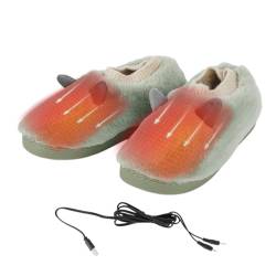 Dovxk USB-Heizpantoffeln,Elektrischer Plüsch-Fußwärmer - Elektrischer Fußwärmer für mikrowellengeeignete Hausschuhe, beheizte Schuhe und Stiefel für Weihnachten, Männer, Frauen, Zuhause von Dovxk