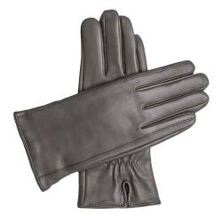 Downholme – Damenhandschuhe aus veganem Kunstleder mit warmer Fütterung – Touchscreen-kompatibel (Grau, L) von Downholme