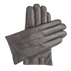 Downholme – Herrenhandschuhe aus veganem Kunstleder mit warmer Fütterung – Touchscreen-kompatibel (Grau, S) von Downholme