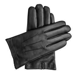 Downholme – Herrenhandschuhe aus veganem Kunstleder mit warmer Fütterung – Touchscreen-kompatibel (Schwarz, L) von Downholme