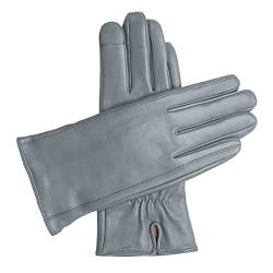Downholme – Touchscreen-Lederhandschuhe mit Innenfutter aus Kaschmir – für Damen (Grau, XL) von Downholme