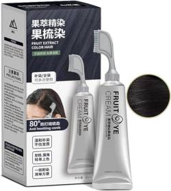 Black Fruit Dyeing Cream, Permanent Hair Dye, Hair Dye Color for Gray Hair Coverage, Natural Black Hair Dye Cream, Plant Fruit Hair Dye Cream, Black Hair Dye Shampoo 3 in 1 with Comb (Black) von Doxenem