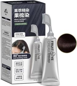 Black Fruit Dyeing Cream, Permanent Hair Dye, Hair Dye Color for Gray Hair Coverage, Natural Black Hair Dye Cream, Plant Fruit Hair Dye Cream, Black Hair Dye Shampoo 3 in 1 with Comb (Black-brown) von Doxenem