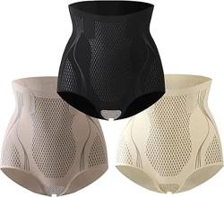 Ice Silk Ion Fiber Repair Shaping Shorts, Women's High Waist Ice Silk Seamless Shaping Briefs (3pcs, L: 50-60kg) von Doxenem