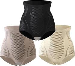 Ice Silk Ion Fiber Repair Shaping Shorts, Women's High Waist Ice Silk Seamless Shaping Briefs (3pcs, XL: 60-70kg) von Doxenem