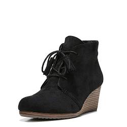 Dr. Scholl's Shoes Damen Dakota Stiefelette, Schwarzes Mikrofaser-Wildleder, 38 EU Weit von Dr. Scholl's Shoes