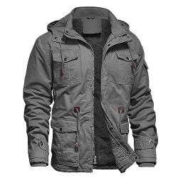 Dr.Cyril Mens Jacket Winter Casual Fleece Lined Cotton Thick Military Tactical Hooded Work Coats with Cargo Pockets，LightGray L von Dr.Cyril