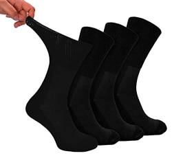 Dr.Socks 4er Pack Ohne Gummibund Diabetikersocken Atmungsaktiv Bambus Socken | Extra Breit Nahtlos Socken für Geschwollene Füße (39-42, Schwarz) von Dr.Socks