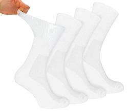 Dr.Socks 4er Pack Ohne Gummibund Diabetikersocken Atmungsaktiv Bambus Socken | Extra Breit Nahtlos Socken für Geschwollene Füße (39-42, Weiß) von Dr.Socks