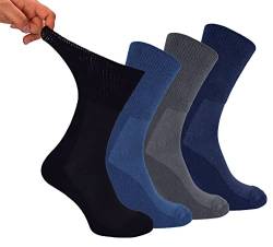 Dr.Socks 4er Pack Ohne Gummibund Diabetikersocken Atmungsaktiv Bambus Socken | Extra Breit Nahtlos Socken für Geschwollene Füße (43-45, Bng) von Dr.Socks