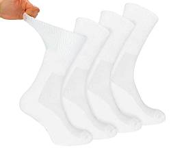 Dr.Socks 4er Pack Ohne Gummibund Diabetikersocken Atmungsaktiv Bambus Socken | Extra Breit Nahtlos Socken für Geschwollene Füße (43-45, Weiß) von Dr.Socks