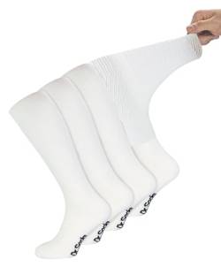 Dr.Socks Diabetiker Kniestrümpfe in Weiß & Schwarz Extra Breit Ohne Gummibund Socken für Herren & Damen (37-40, Weiß) von Dr.Socks