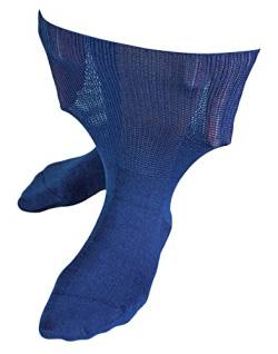 Dr.Socks Ohne Gummi Ödem Socken Herren und Damen | Extra Weite Bambus Diabetikersocken für Geschwollene Füße (43-45, Marine) von Dr.Socks