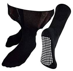 Ohne Gummi Ödeme Socken mit Antirutsch Noppen | Herren & Damen | Dr. Socks | Extra Weite Antirutsch Bambus Diabetiker Socken für Geschwollene Knöchel und Füße (43-45, Schwarz) von Dr.Socks