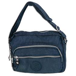 DrachenLeder Damenhandtasche Umhängetasche Tasche blau Nylon 22x15x8 OTJ227B Nylon Umhängetasche von DrachenLeder