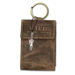 DrachenLeder Schlüsseltasche Minibörse Leder Wild Things Only Geldbörse, Farbe nach Auswahl OPJ904X, ohne, Braun von DrachenLeder