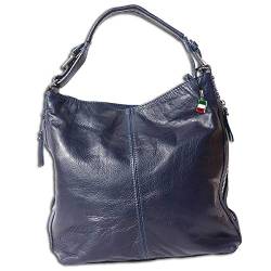 Florence Damen Beuteltasche Tasche dunkelblau echtes Leder 35x10x28 cm OTF101M Leder Beuteltasche von DrachenLeder
