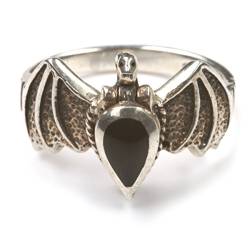 Drachensilber Giftring Fledermaus Gothic Ring mit Fach Giftring Schmuck 925 Silber Größe 66 von Drachensilber