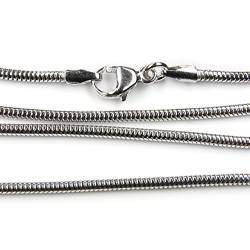 Drachensilber Halskette Schlangenkette 1,6mm Stärke 40cm lang, rundes Profil, 925 Silber massiv, rhodiniert (Anlaufschutz), Karabinerverschluss von Drachensilber