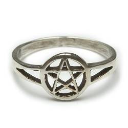 Drachensilber Pentagramm Ring Silberring 925 Silber Schmuck Damenring Kindering Hexenstern von Drachensilber